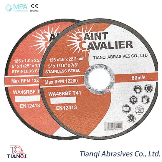 125X1.6X22.2mm Saint Cavalier Durable Fast Metal Cutting Disc with <1 Roundness 