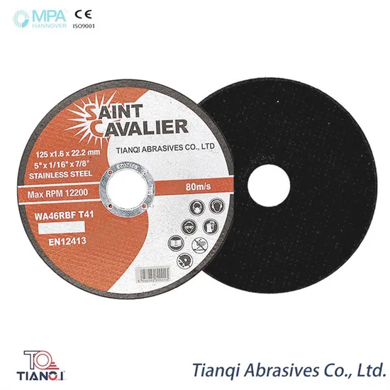 125X1.6X22.2mm Saint Cavalier Edge Shape Normal Abrasive Cutting Disc for Electric Handle Angle Grinder 